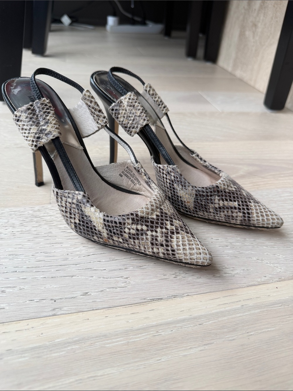 Michael Kors Neutral Python-Print Slingback Heels - Picture 3 of 6